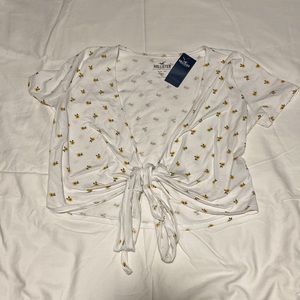 White crop top, large, hollister